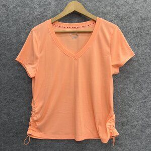 DKNY Sport Women's Pullover T-Shirt, V Neck, Orange Pink, Size XL